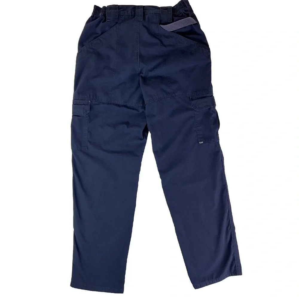 5.11 Tactical Work Pants 32 x 34 Navy Blue Elastic Waist Hammer Loop Cargo